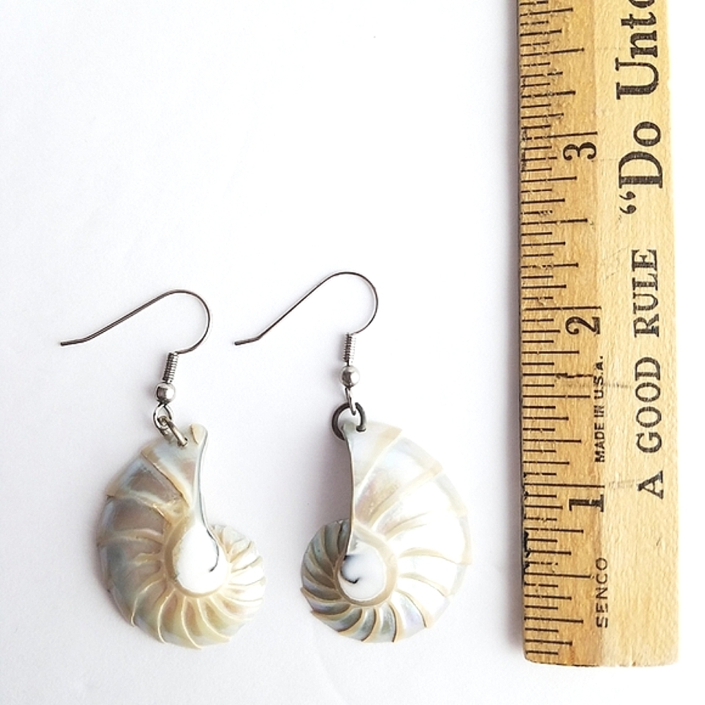 Nautilus Seashell Earrings - Picture 7 of 7